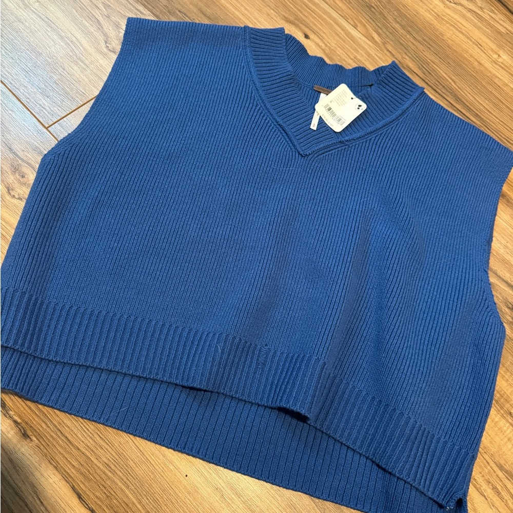 NWT Free People Cobalt Blue Ribbed Knit Top